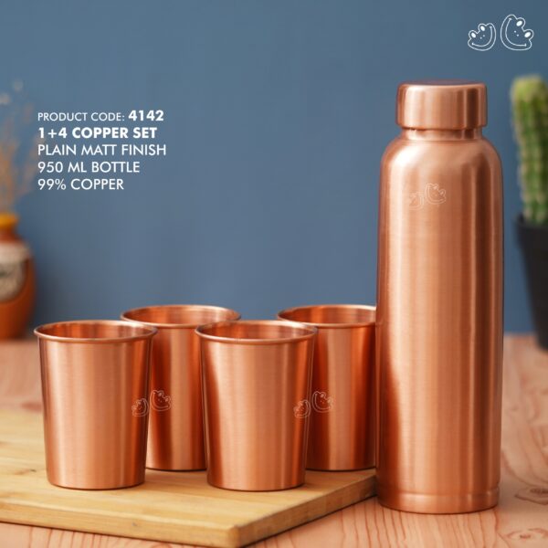 PNI-4142 Plain Matt Finish 1+4 Copper Bottle Set